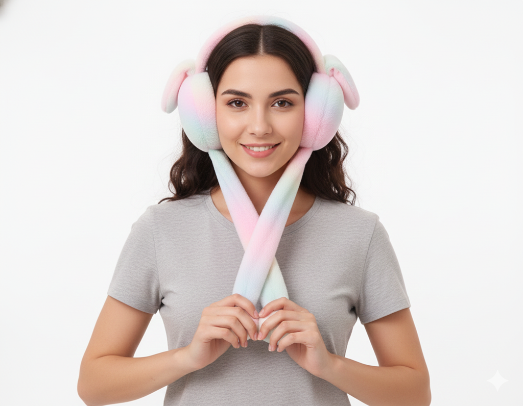 Premium Plush Winter Earmuffs with Press-Lock Long Straps