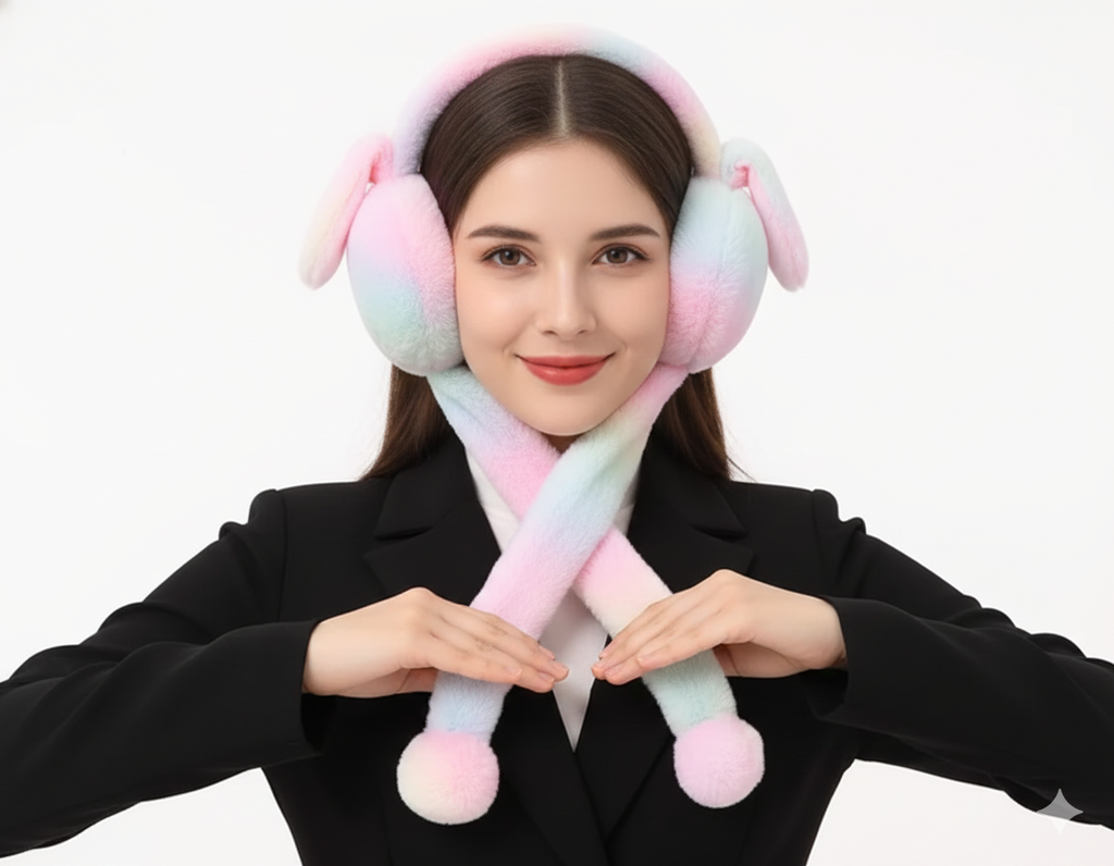 Premium Plush Winter Earmuffs with Press-Lock Long Straps