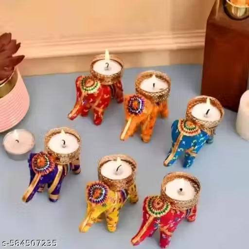 Misscasa Set of 5 Elephant Candle Holder