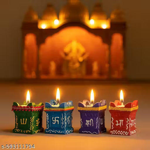 🪔 VISKRI Handcrafted Tulsi Mitti Diya (Set of 4)