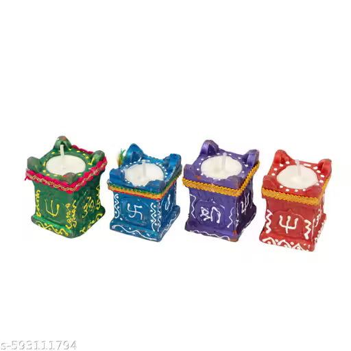 🪔 VISKRI Handcrafted Tulsi Mitti Diya (Set of 4)
