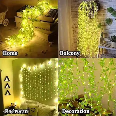 200 LEDs Artificial Leaf Curtain String Light